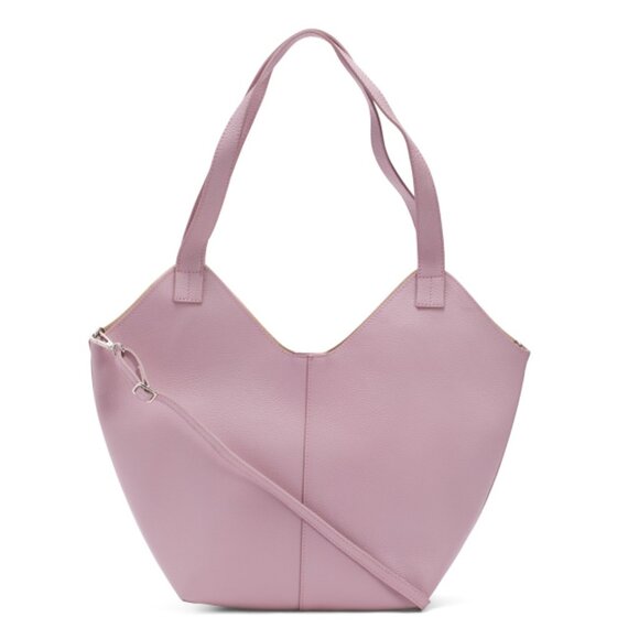 VIOLA CASTELLANI Light Pink Made In Italy Leather Tulip Satchel